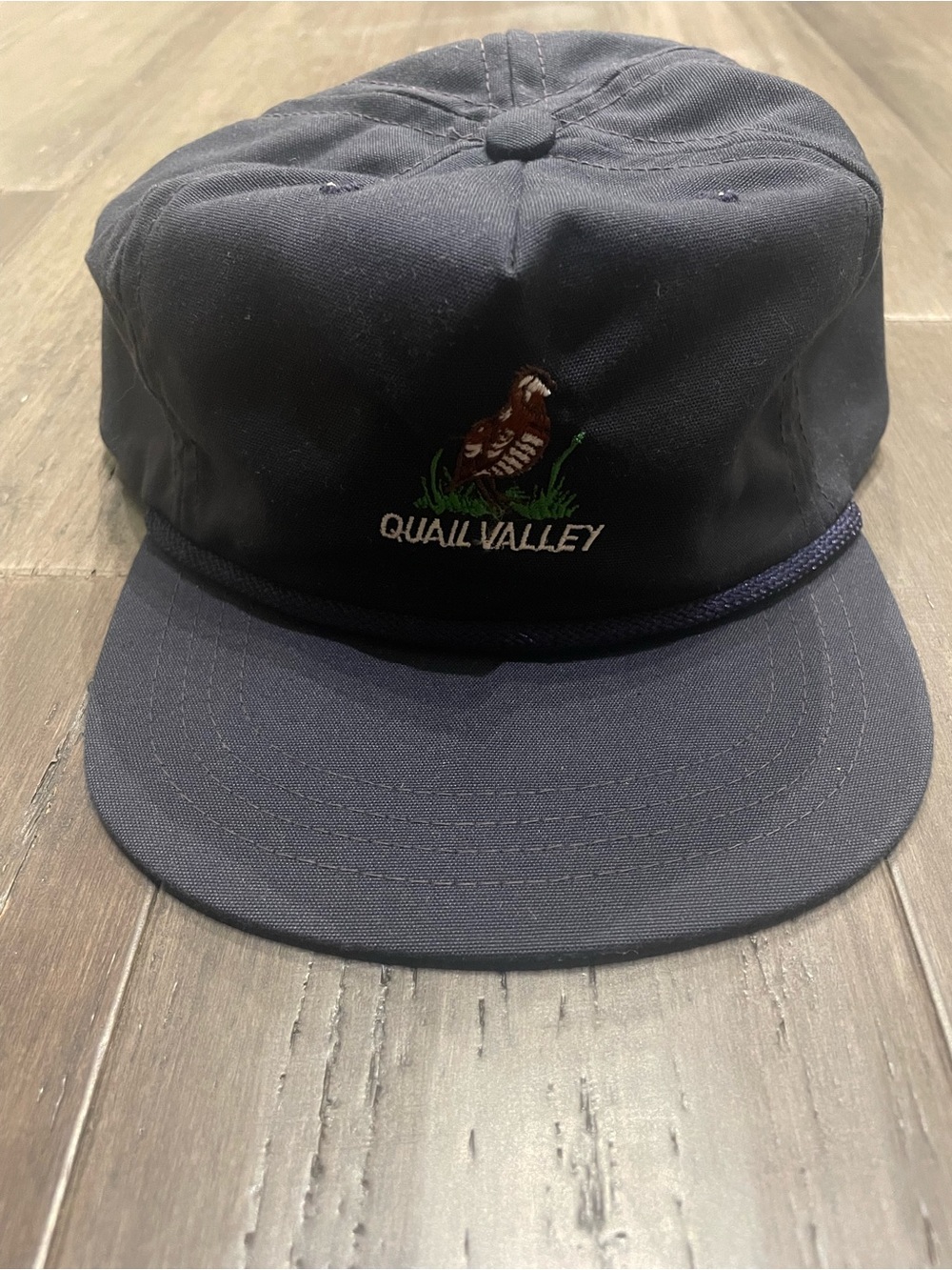 Vintage Quail Valley Golf Hat Town Talk Louisville KY Rope Cap Navy Snapback